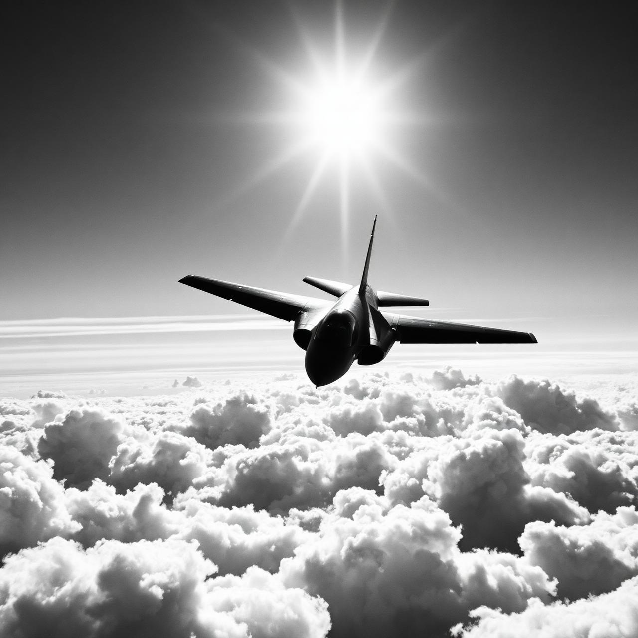 Jet in flight above clouds