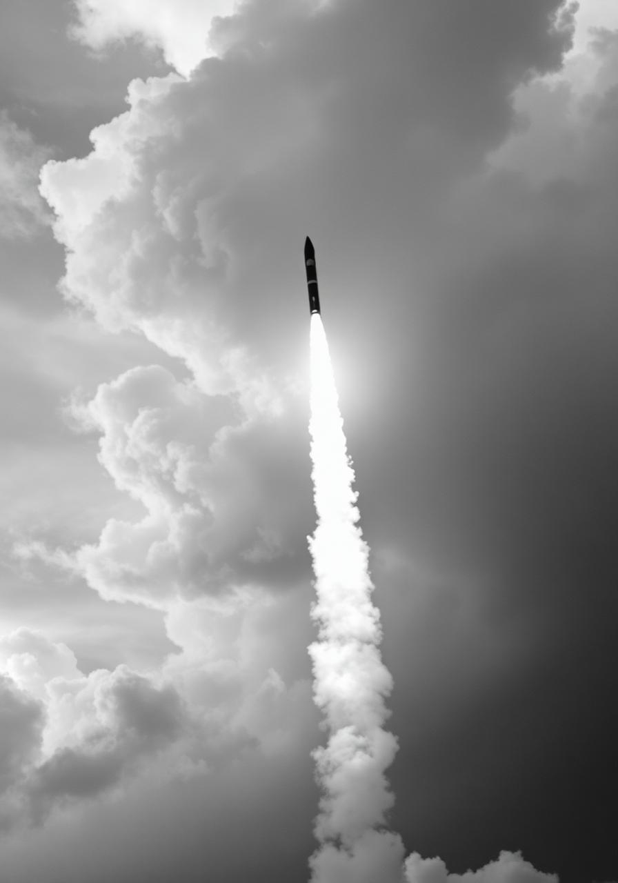 Missile launching into the sky
