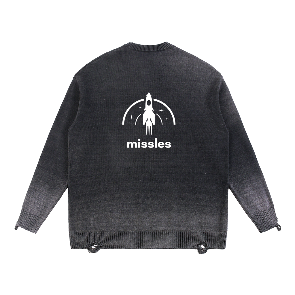 Sun Fade Distressed Ripped Crewneck sweater