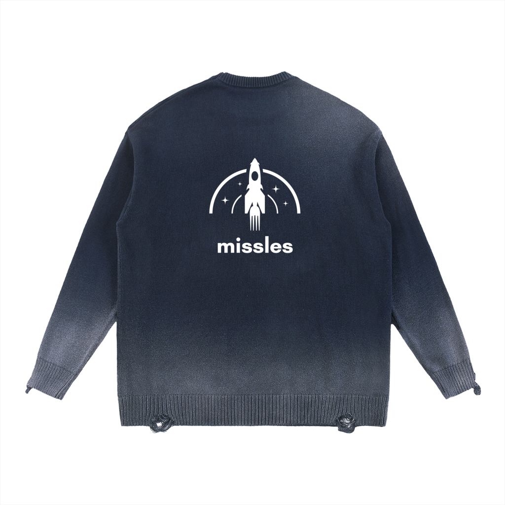 Sun Fade Distressed Ripped Crewneck sweater