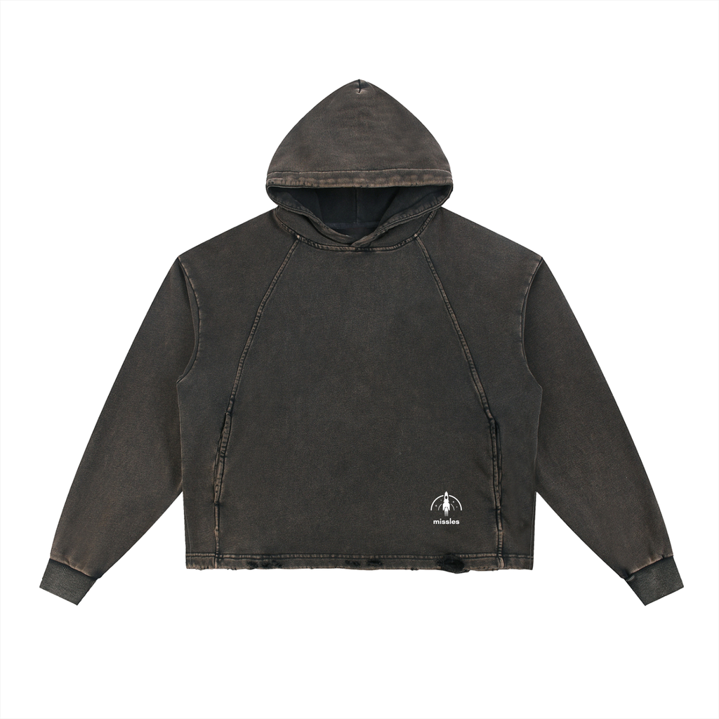 Vintage Washed Frayed-Hem Hoodie