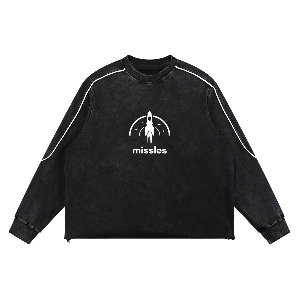 Mineral Wash Piping Raw Hem Sweatshirt