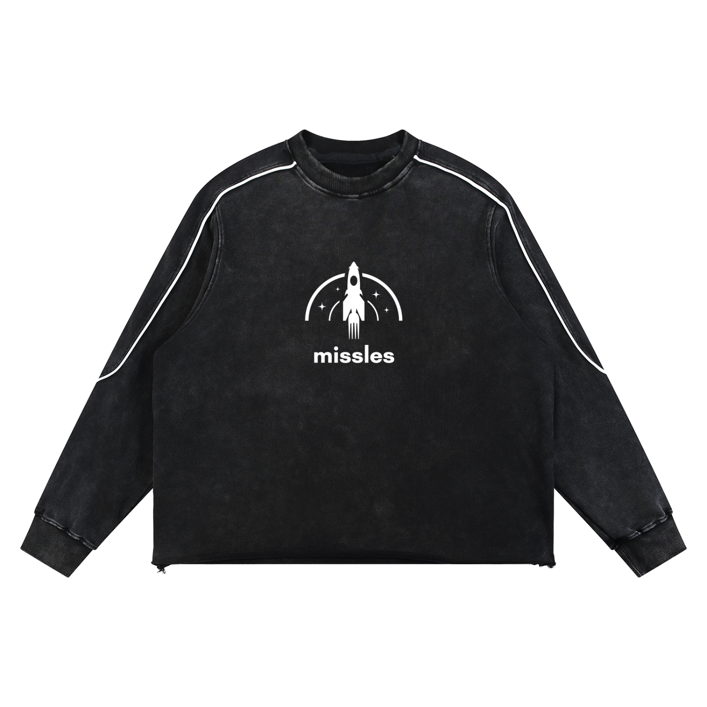 Mineral Wash Piping Raw Hem Sweatshirt